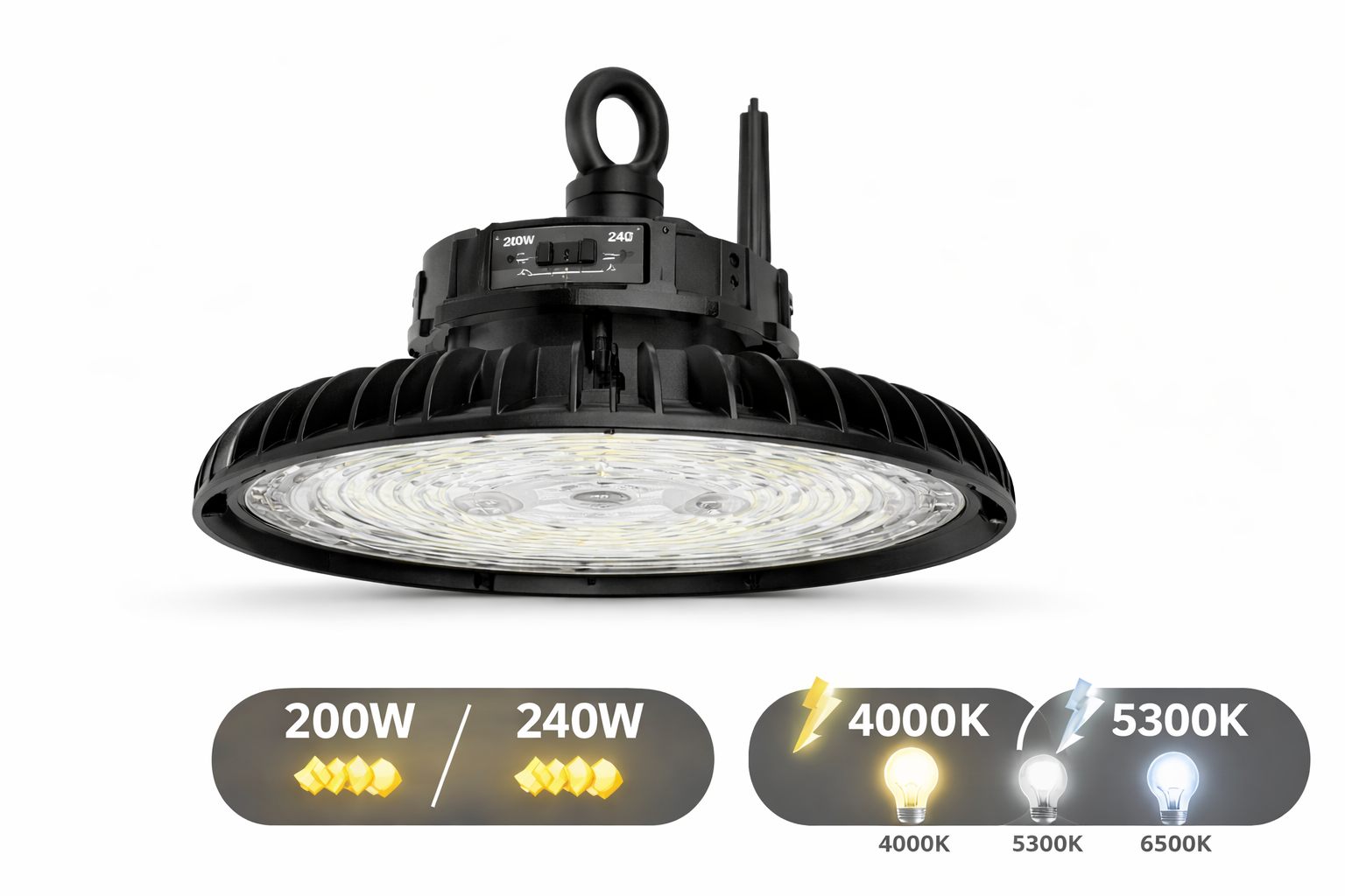 Campana LED UFO Industrial 240W Multipotencia y CCT Ajustable — imagen 1