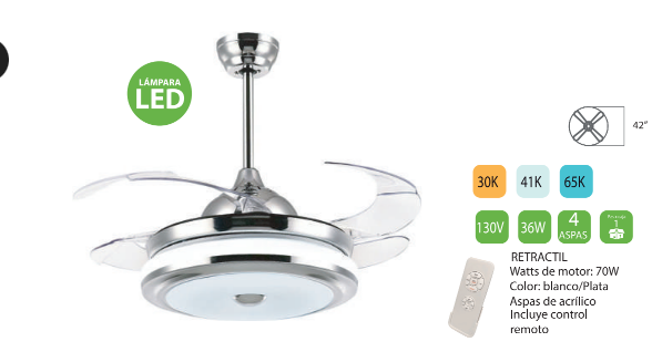 Ventilador con Iluminación LED mod. Dalia SF-4201/S — imagen 1