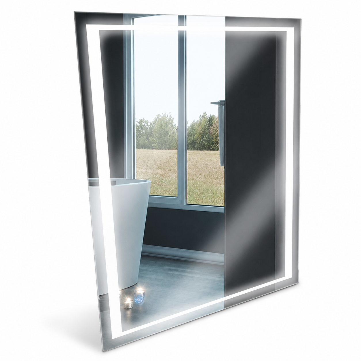 Espejo LED Cuadrado 29W Marco Negro Regulable IP65 — imagen 1