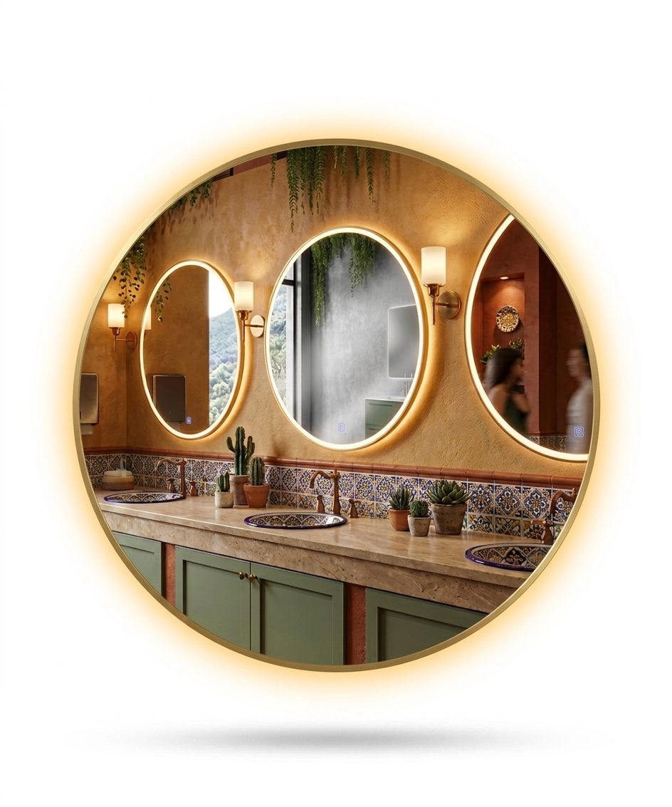 Espejo LED Redondo 48W Antivaho Regulable para Baño IP65 — imagen 1