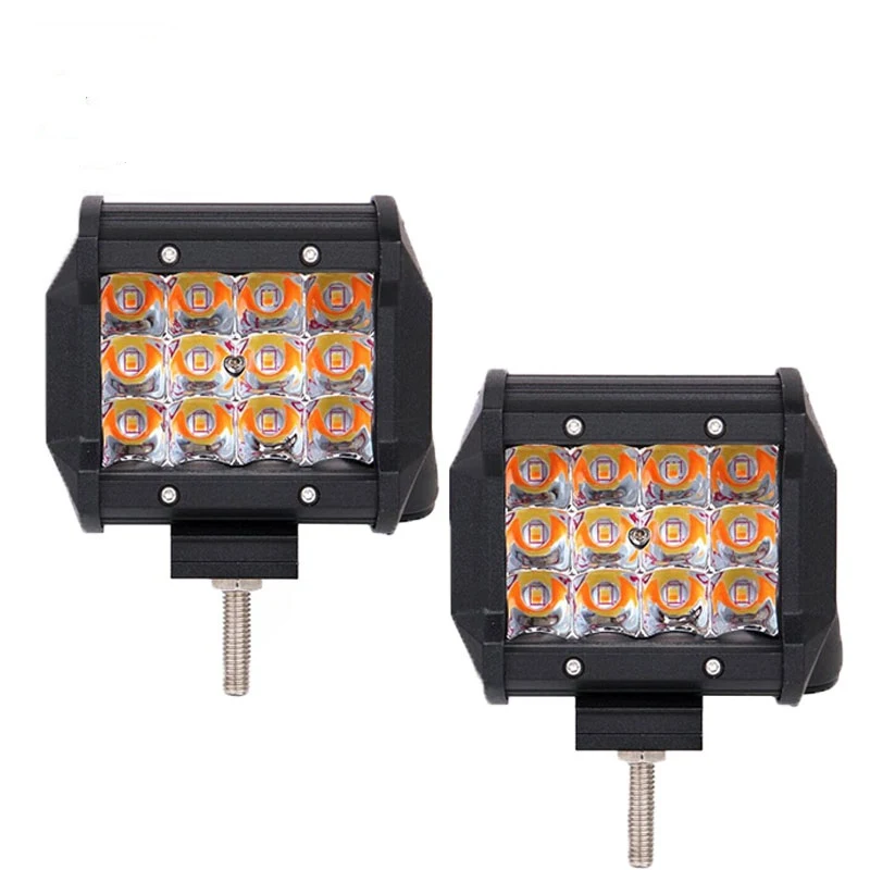 Par de Faro LED Cuadrado Triple Hilera Dual Strobe 36w