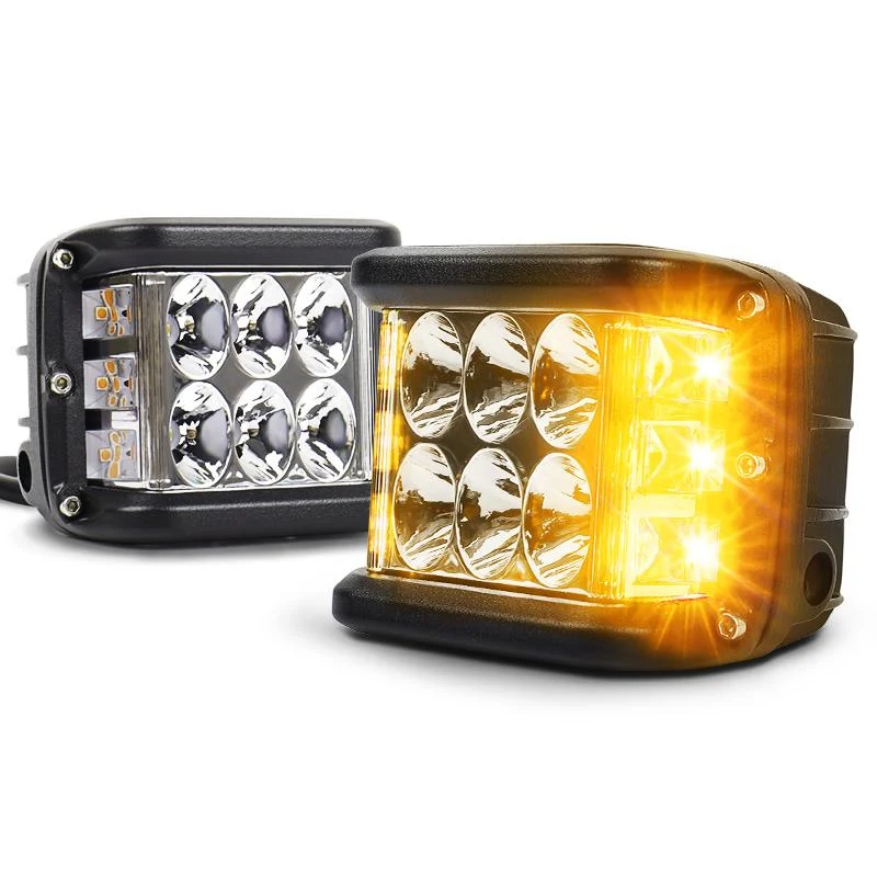 Par de Faro LED Off-Road 60w Señaleros Emergencia Amber