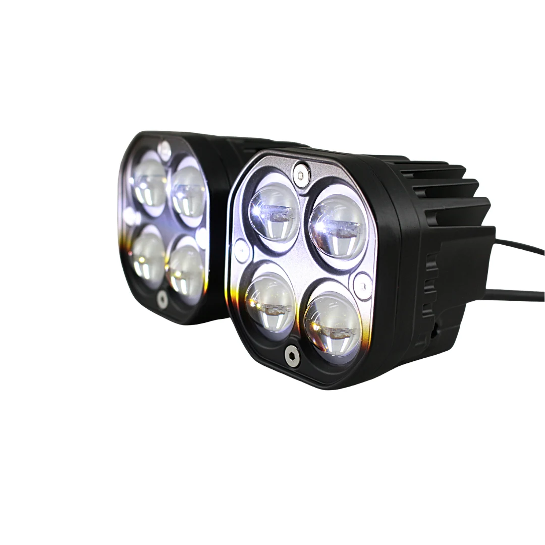 Par de Faros Cuadrados 80w Hiperleds Dual Color + Estrobo Lupa