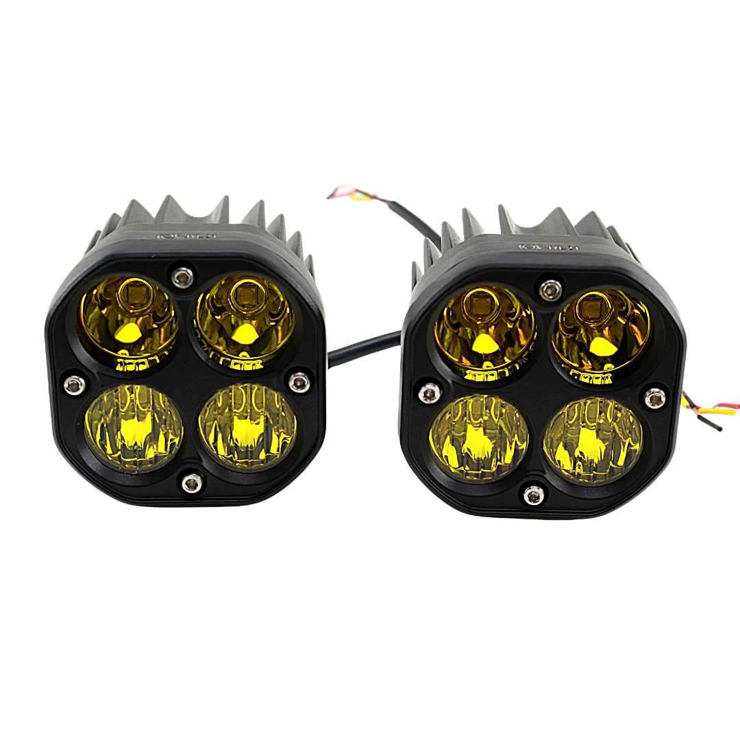 Par de Faros Cuadrados Hiperleds Mica AmarillA