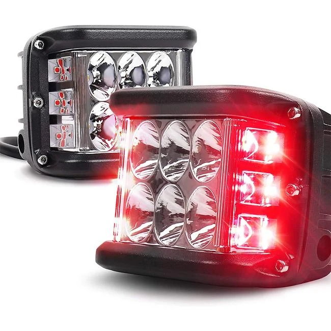Par de Faros LED Off-Road 60w Señaleros Emergencia Rojos