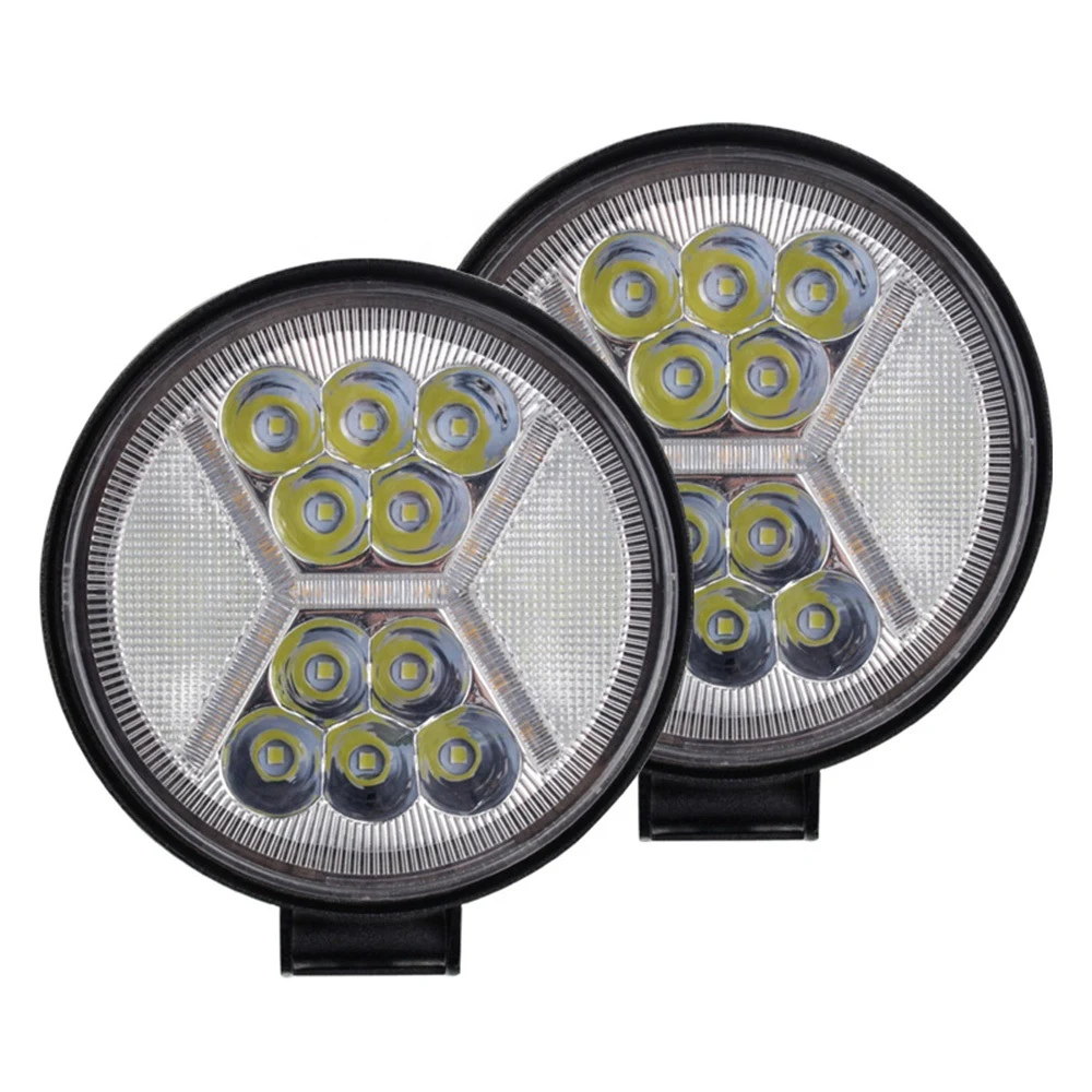 Par de Faros LED Redondo Aro X Rojo 144w 4