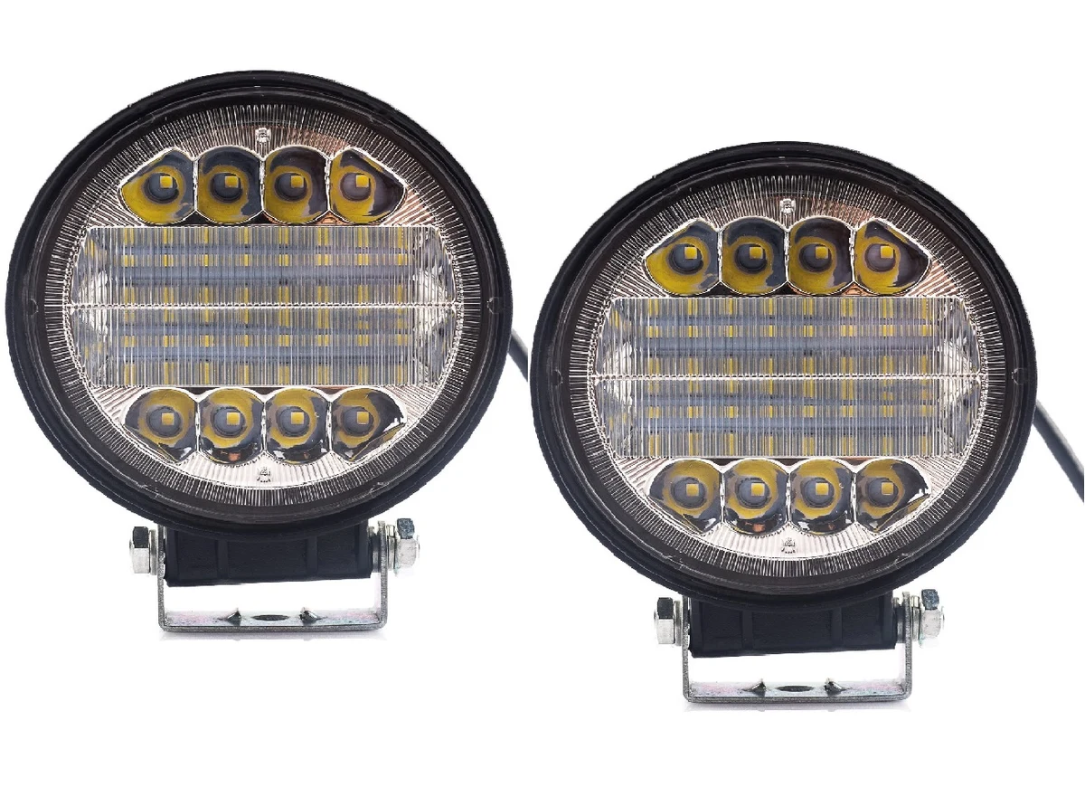 Par de Faros LED Redondo Blaco + Strobes