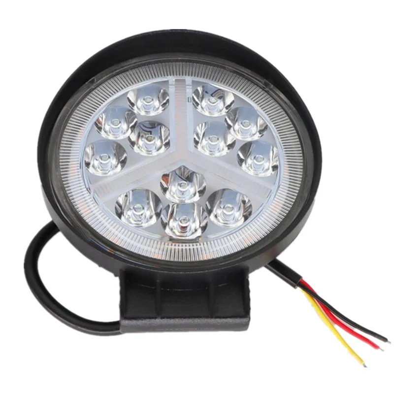 Par de Faros LED Redondos Y invertida Ambar 102w