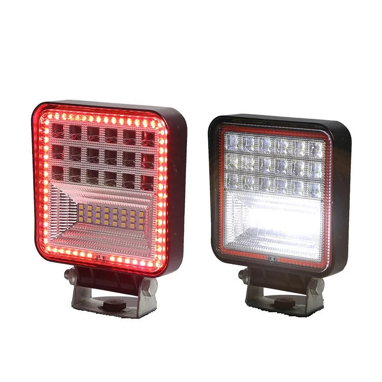 Par de Faros LED Squares 102w 4  Aro de Angel Rojo