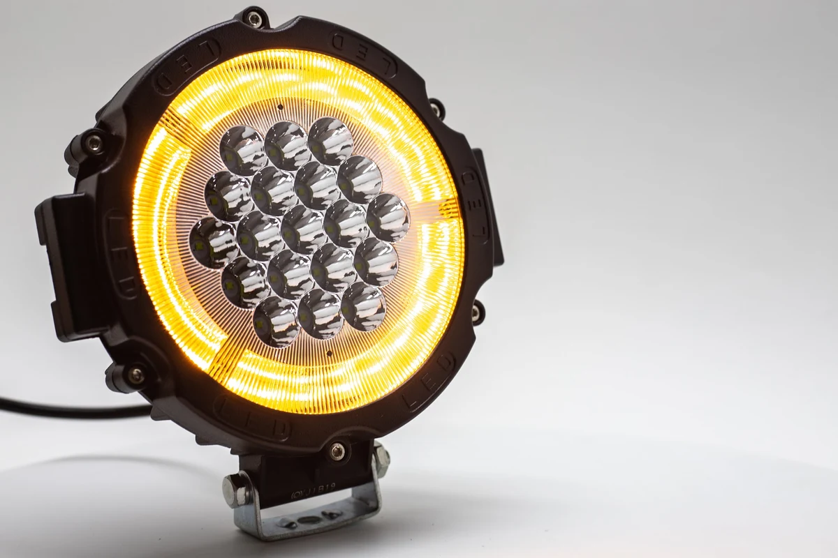Par de Faros Redondos LED 75w  Off-Road Aro Amber