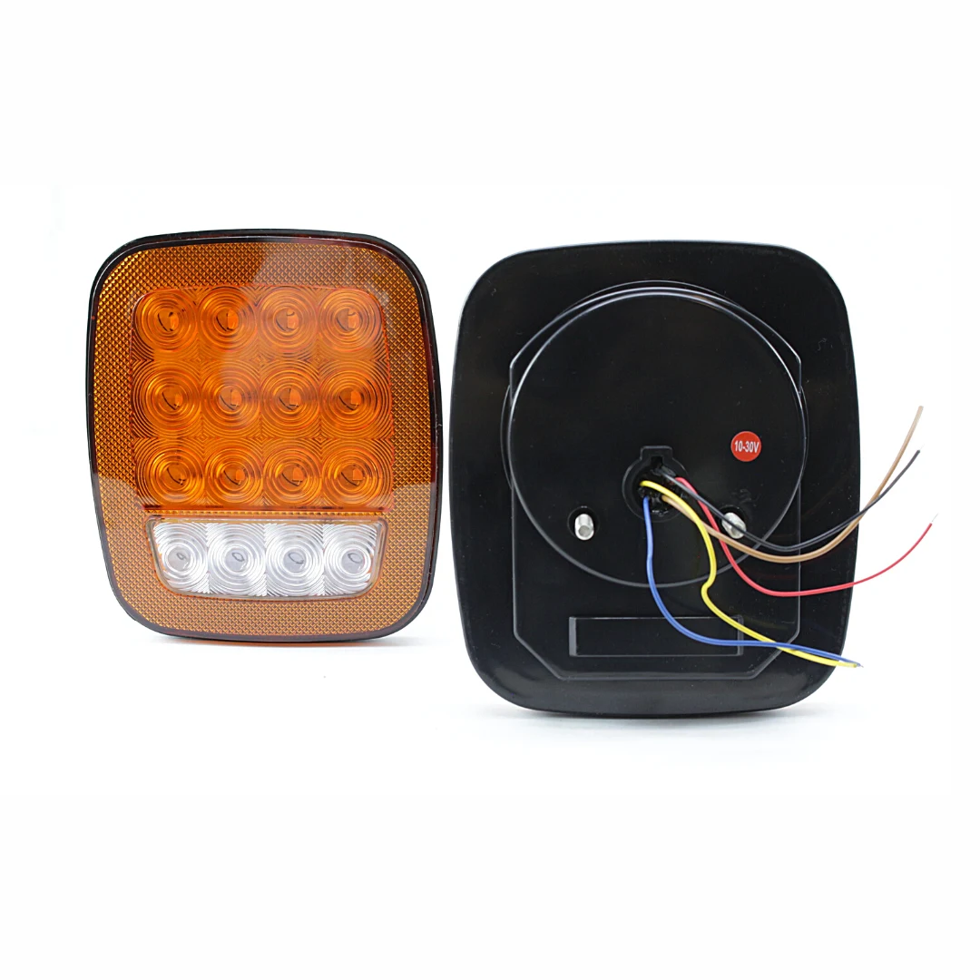Par de Plafón Cuadrado 16leds 5.5" Luz Ambar Funciones