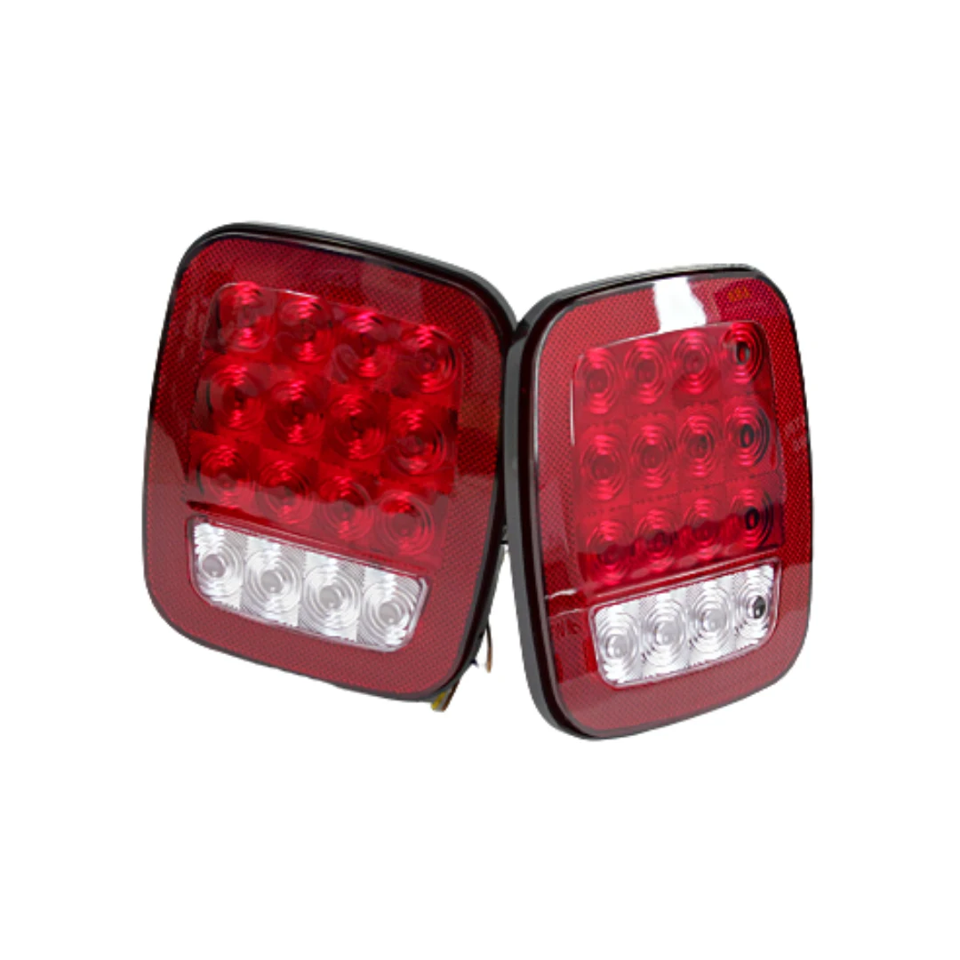 Par de Plafón Cuadrado 16leds 5.5" Luz Rojo con 5 cables