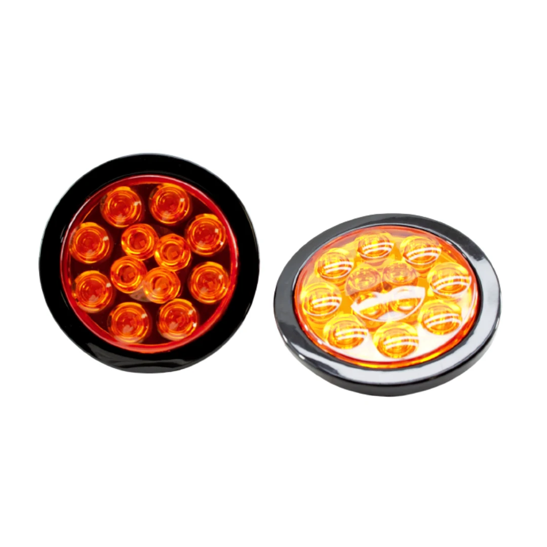 Par de Plafón Redondo 12leds 4" Luz Amber Alta/baja/strobo