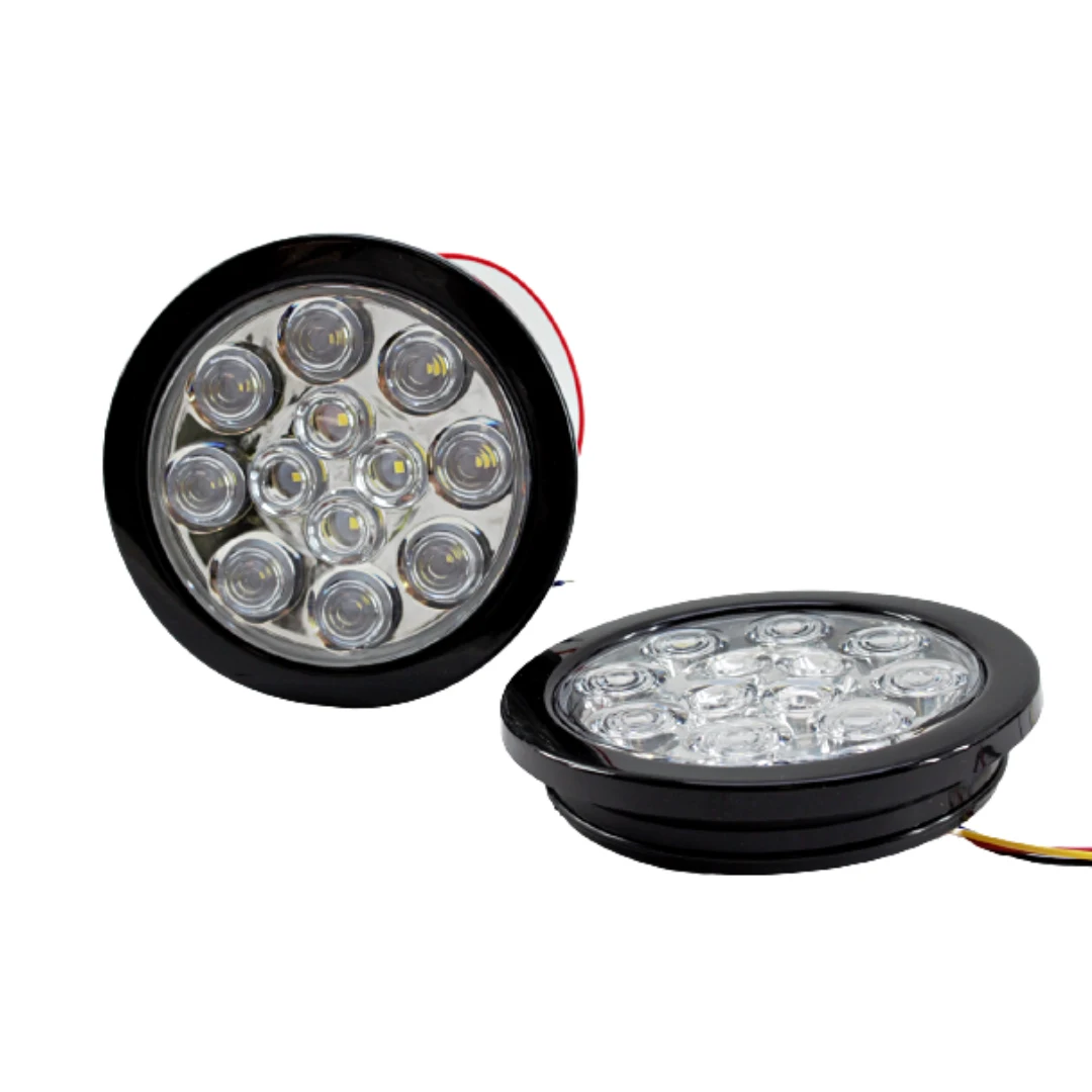 Par de Plafón Redondo 12leds 4" Luz Blanca Alta/baja/strob