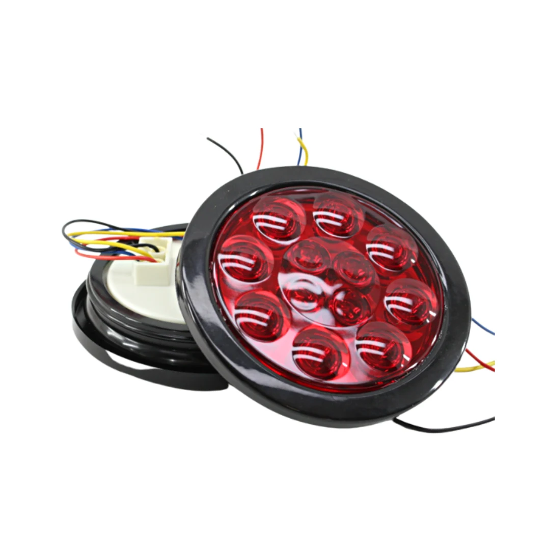 Par de Plafón Redondo 12leds 4" Luz Rojo Alta/baja/strobo