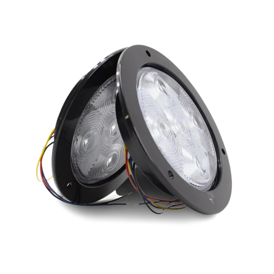 Par de Plafón Redondo Negro 10leds 4.3" Luz Blanca Alta/Baja/Strobo