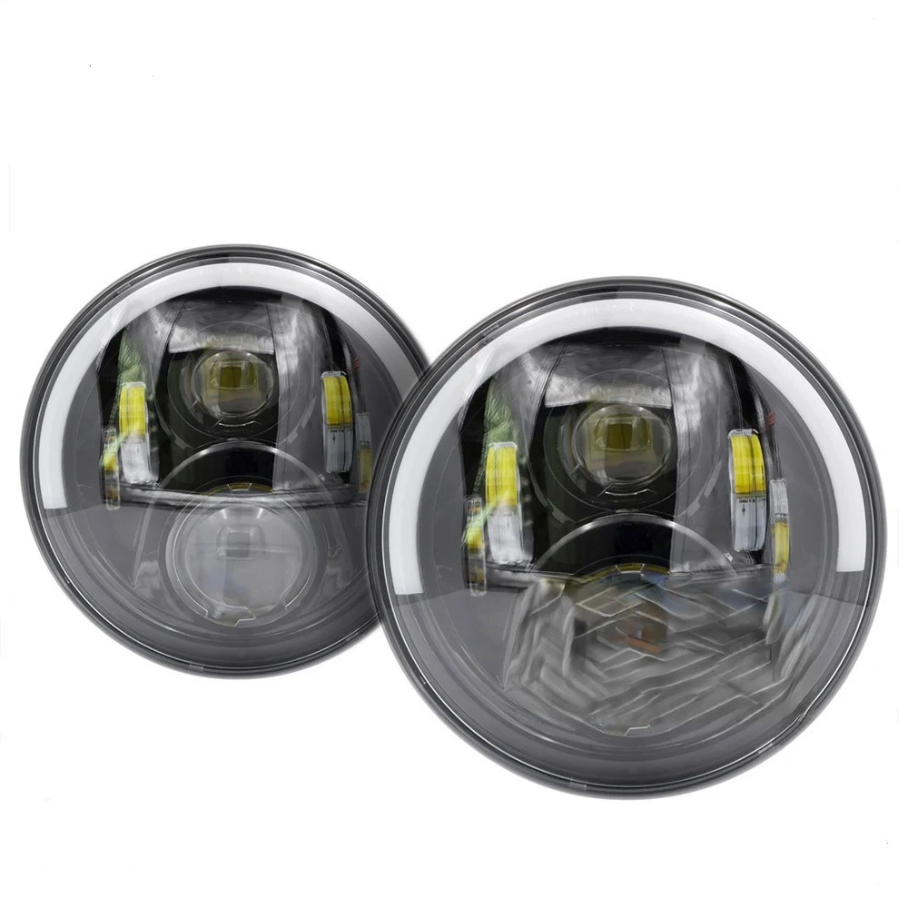 Par de Unidad LED Redonda 7  40w Media Luna Aro Dual