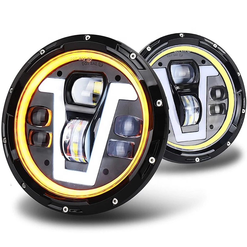 Par de Unidad LED Redonda 7  Aro V Dual 60w