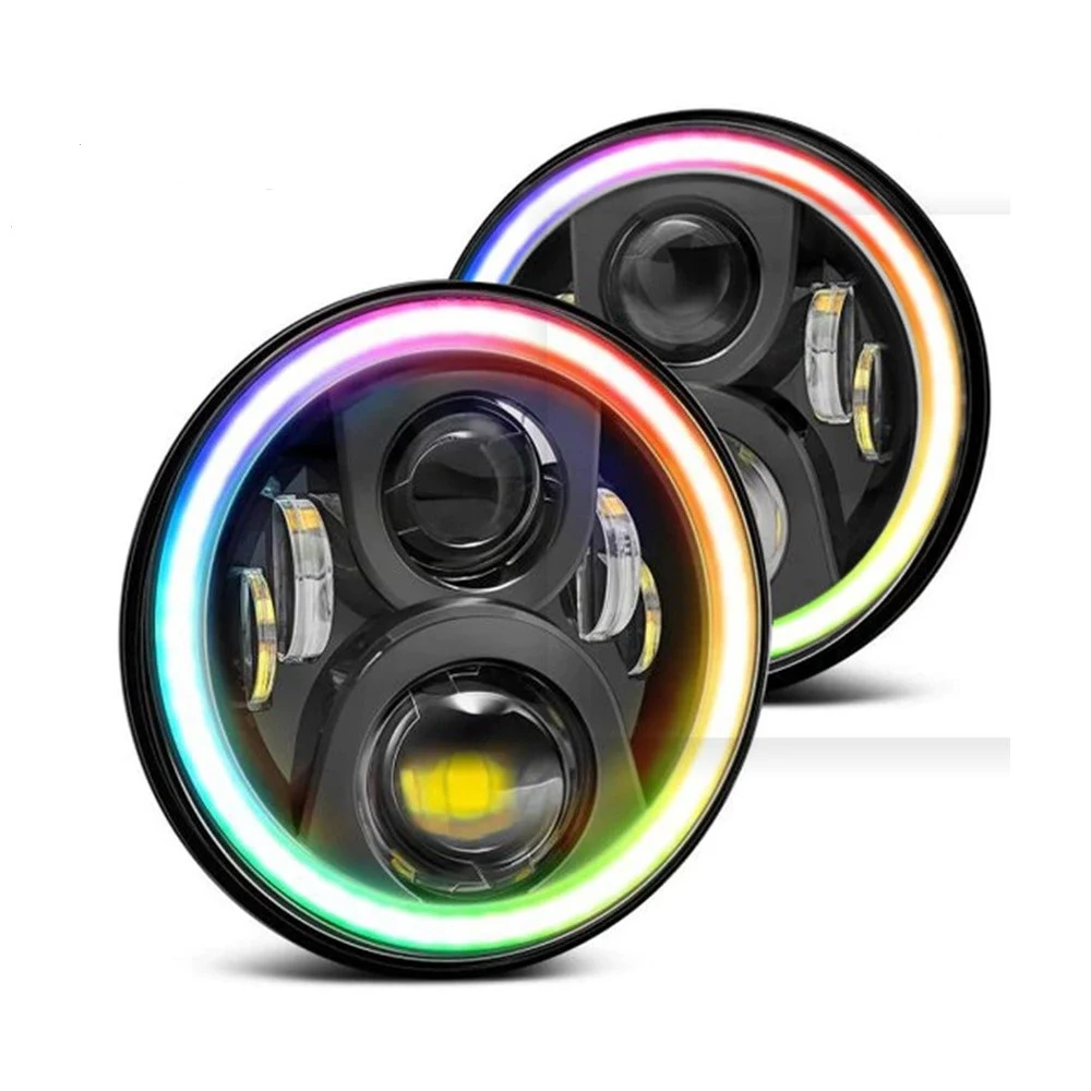 Par de Unidad LED tipo Faro 7" 30w Aro de Ãngel RGB