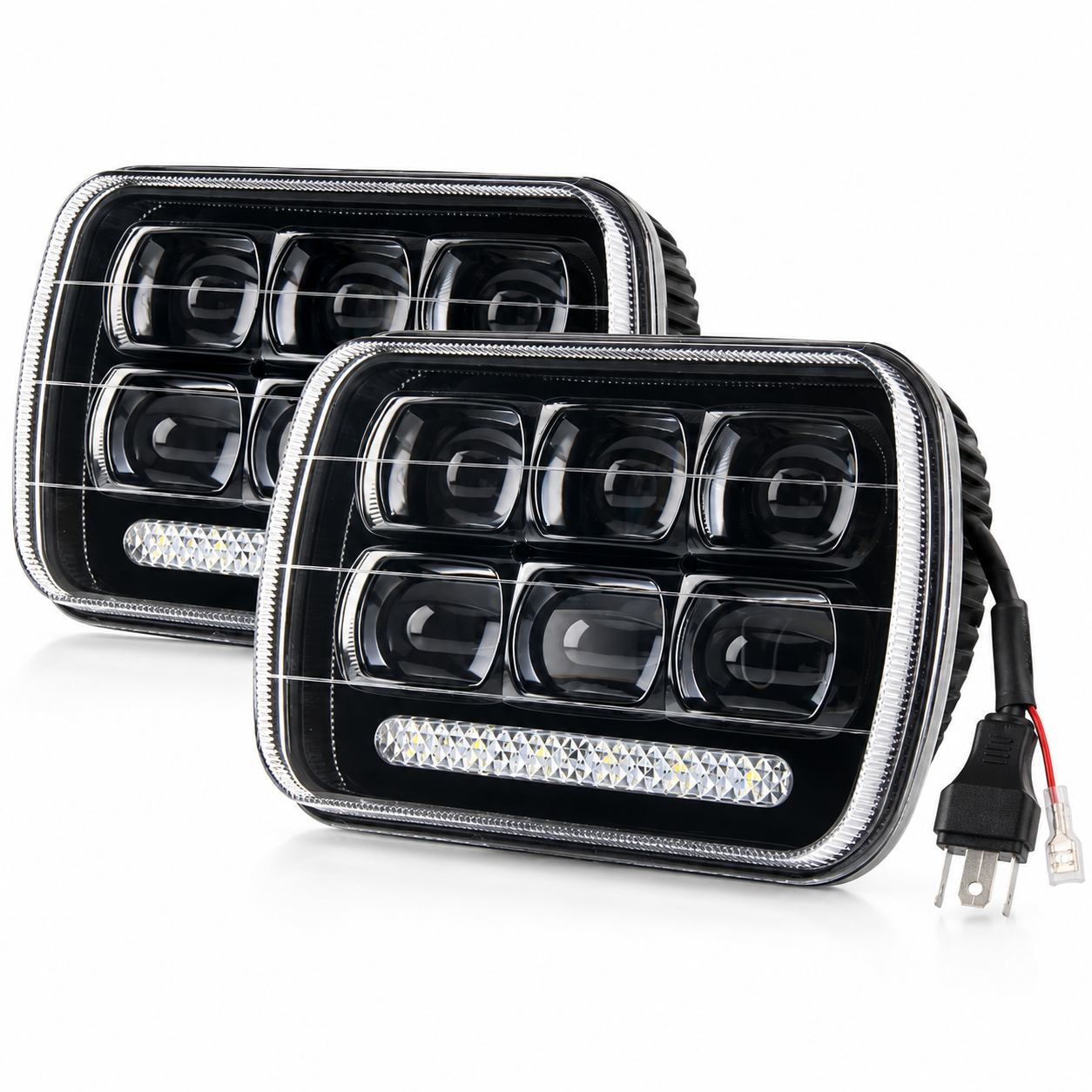 Kit Faros LED rectangular H6054 de 5 × 7 pulgadas, luz alta, baja y DRL. — imagen 1