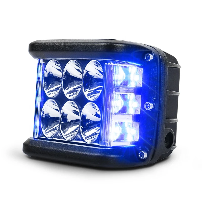 Par Faro LED Off-Road 60w Señaleros Emergencia Azul