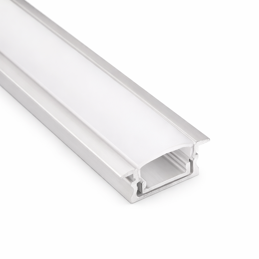 Perfil de Aluminio Empotrable para Tira LED 3m Difusor Opal — imagen 1