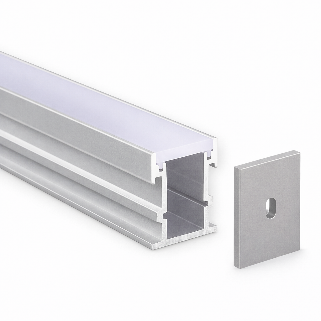 Perfil de Aluminio Empotrable 3m para Tira LED — imagen 1
