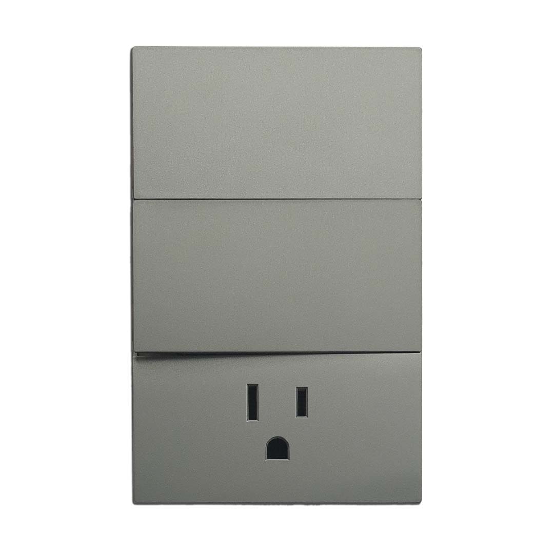Placa Contacto y Apagador 3 Vías Gris Oxford APL-405 — imagen 1