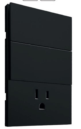 Placa Contacto y Doble Apagador 3 Vías Negro APL-606 — imagen 1