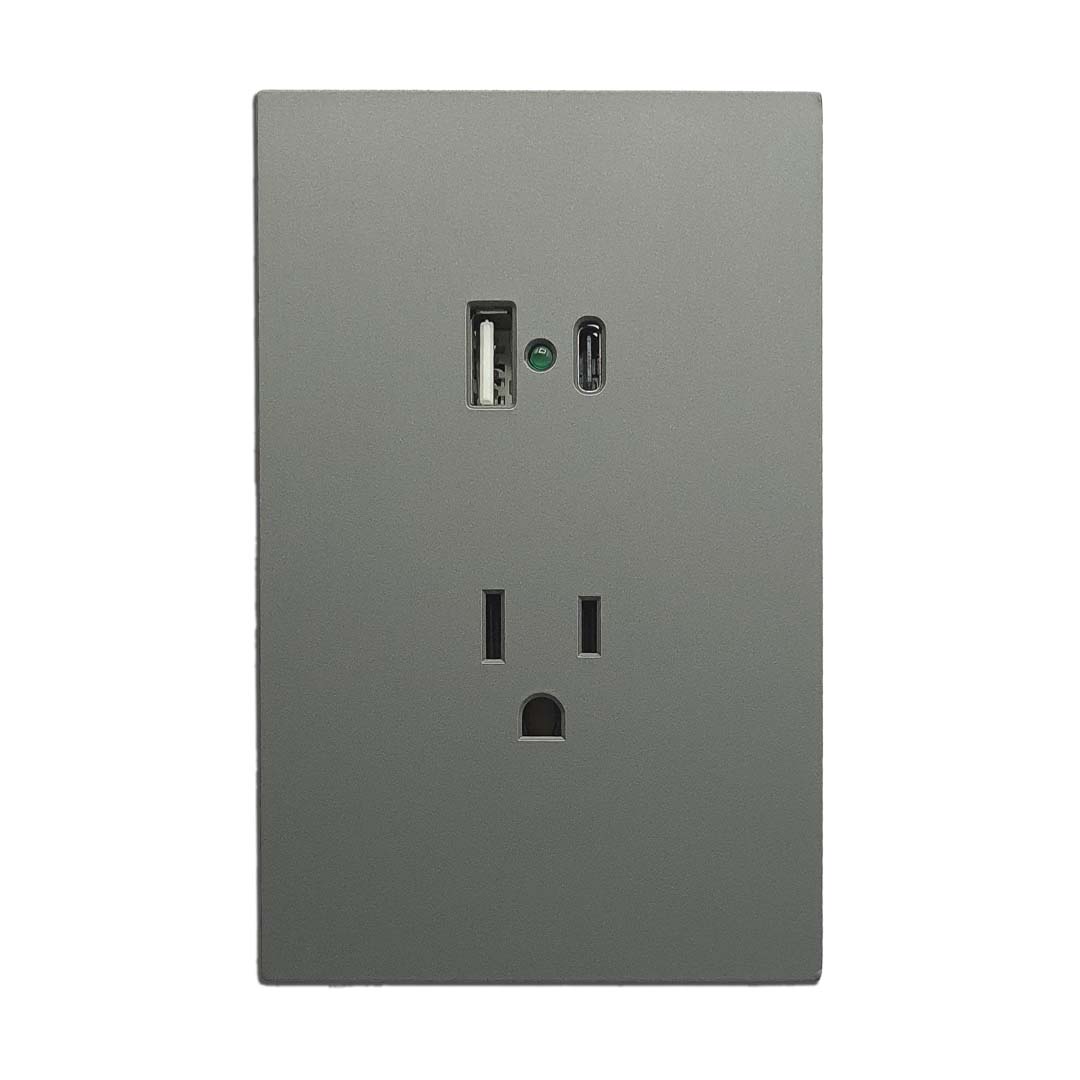 Placa con USB A y C Gris Oxford APL-407 — imagen 1