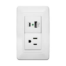 Placa Contacto con USB Tipo A y C Blanco WPL-307 — imagen 1