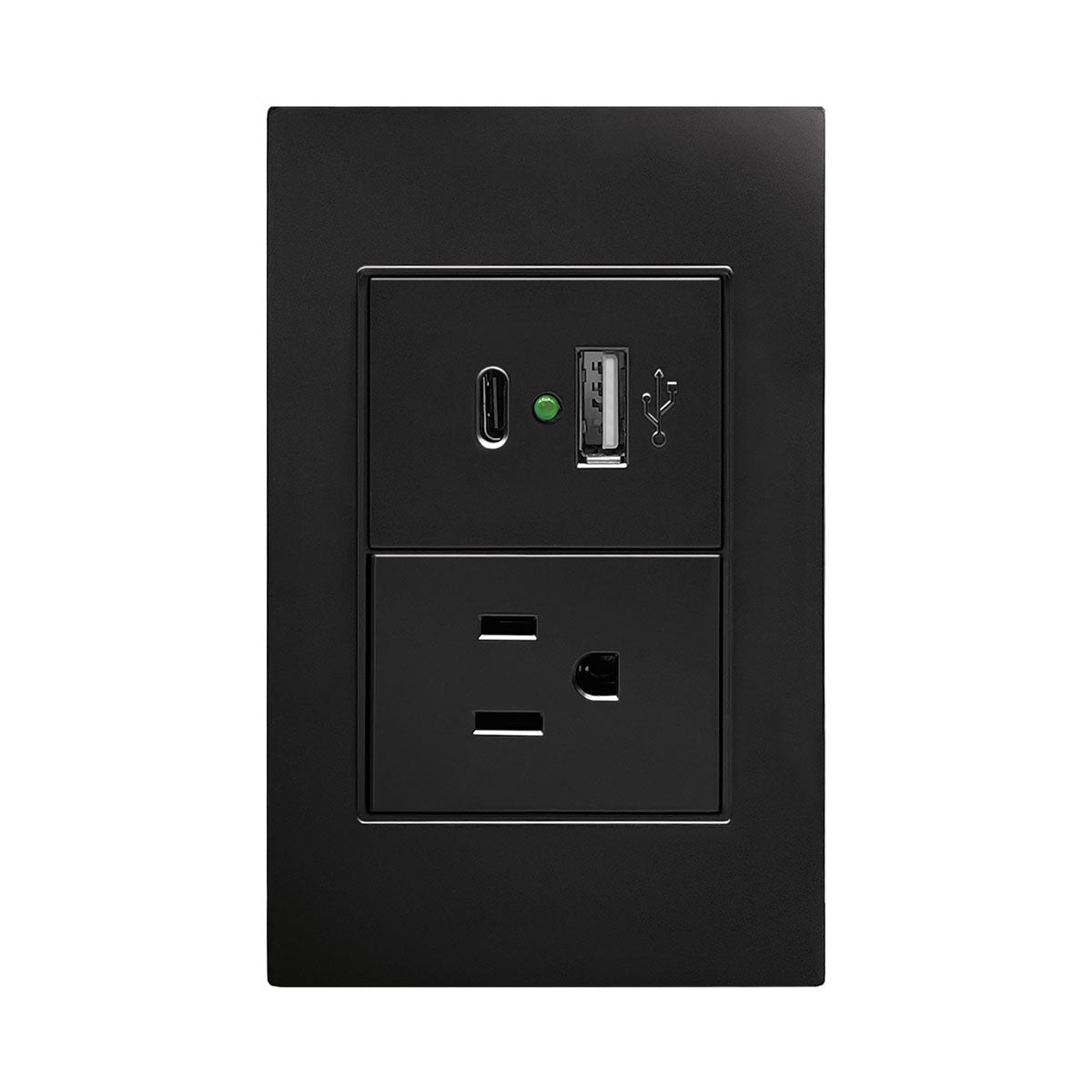 Placa de contacto con USB Tipo A y C negra — imagen 1