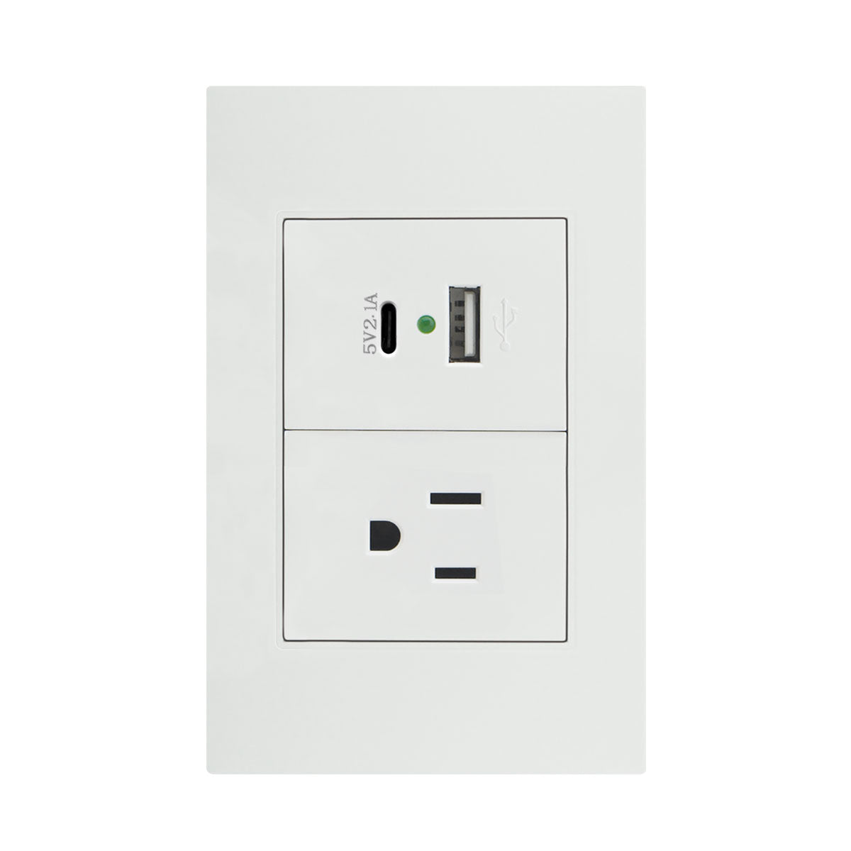 Placa Contacto con USB Tipo A y C Blanca APL-207 — imagen 1