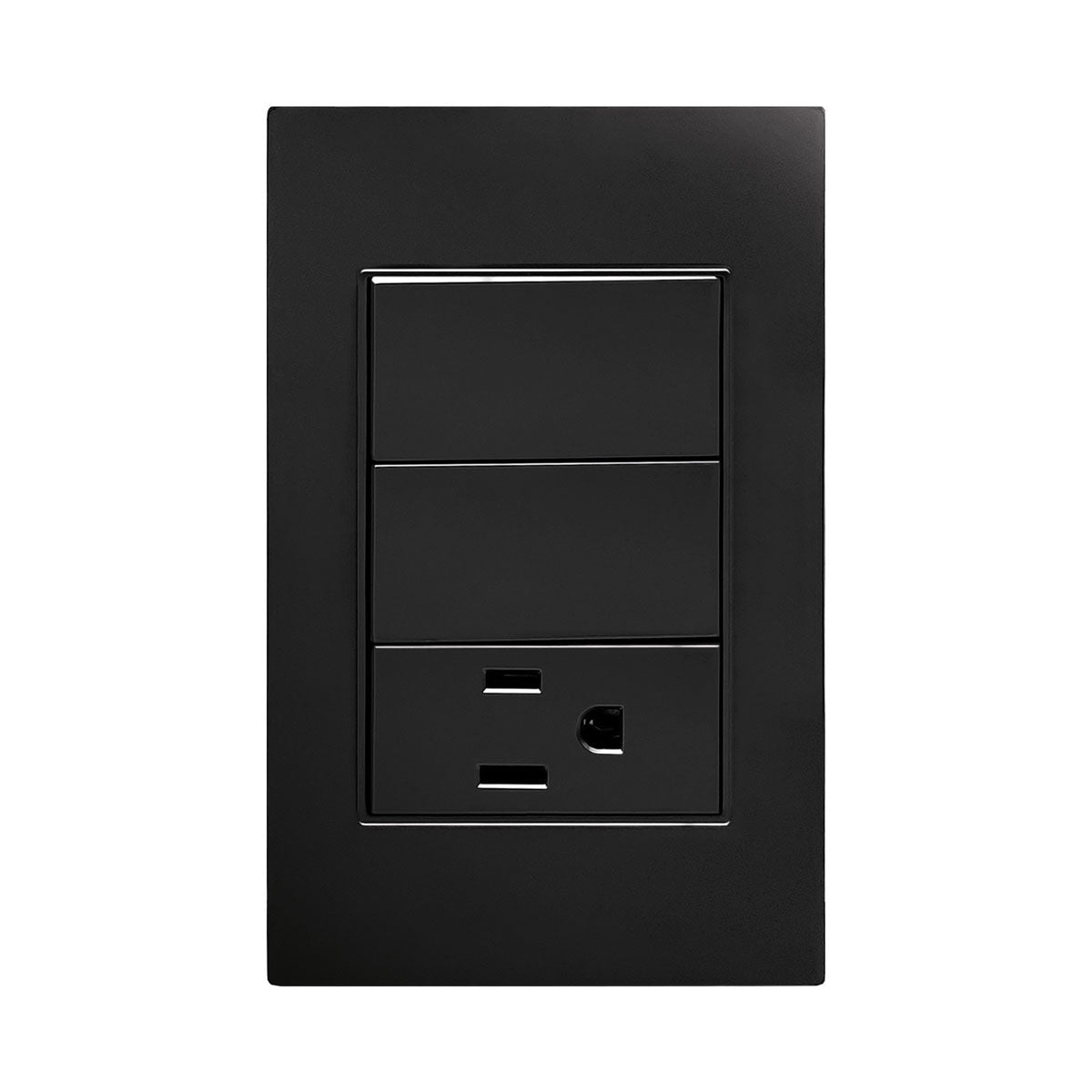 Placa Negra Contacto y 2 Apagadores 3 Vías APL-306 — imagen 1