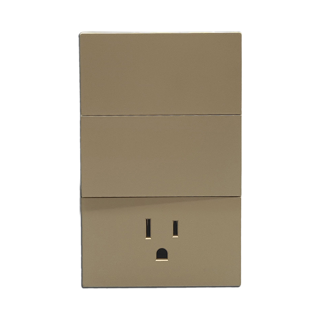 Placa Luxury de Contacto y Apagador 2 Interruptores 3 Vías - Color Oro para Uso Residencial y Comercial — imagen 1